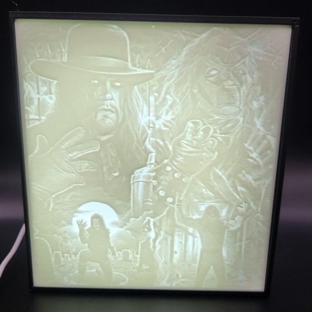 WWF The Undertaker Kane WWE Wrestling Lithopane Box 6.5x6x2 inches